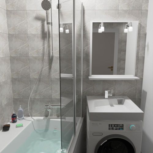 Раковина из искусственного камня Altasan QUADRO UPP60QUADROs 60х60 над стиральной машиной цвет белый 1 отверстие под смеситель - фото 4