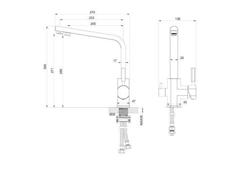 Смеситель для кухни Wonzon & Woghand WW-88458003-MB на мойку черный - фото 2