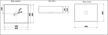 Раковина из сантехнического фаянса CeramaLux 1305MB 40х40 накладная цвет черный без отверстий под смеситель