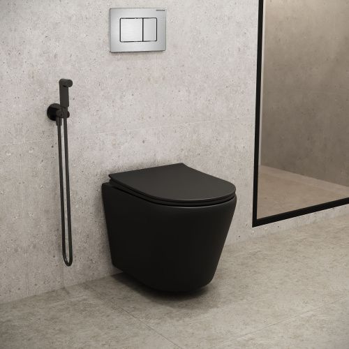 Унитаз подвесной Grossman Fly GR-4478BMS черный с сиденьем микролифт безободковый каскадный смыв - фото 5