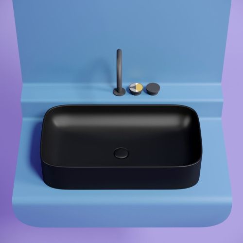 Раковина из сантехнического фарфора Ceramica Nova ELEMENT CN6054MB 70х40 накладная цвет черный без отверстий под смеситель - фото 3