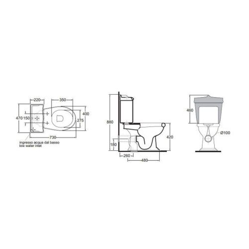 Чаша унитаза напольная Azzurra Jubilaeum JUVCMS000000BI/(JUB100/MBS bi) цвет белый без бачка без сиденья душевой смыв - фото 2