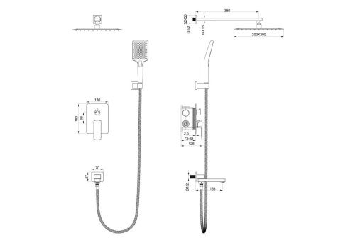 Душевая система Wonzon & Woghand Edge WW-88939003-BGM встраиваемая в стену цвет серый - фото 2