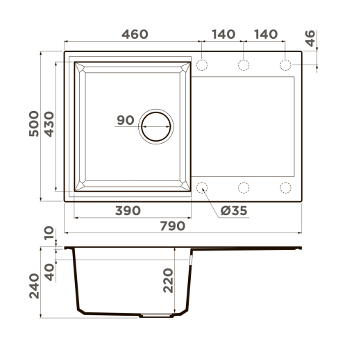 Кухонная мойка Omoikiri Sakaime 79 4993277 80х50 цвет бежевый - фото 2
