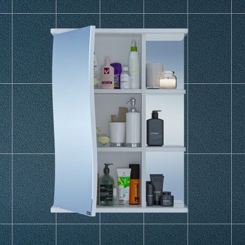 Зеркало-шкаф СанТа Волна 101009 60х70 подвесной цвет белый - фото 2