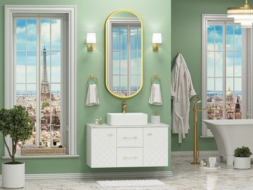 Тумба под раковину Brevita Shanel SHA-09100-01-01-2Я 100х50 подвесная цвет белый - фото 5