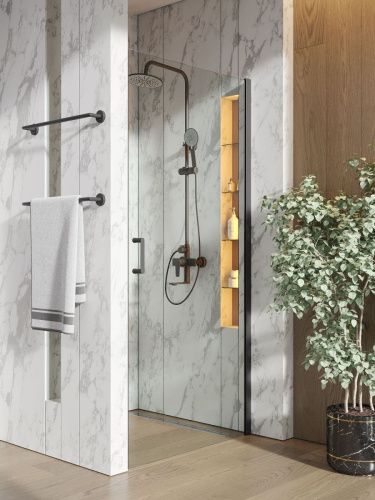 Душевая дверь Orange E05-090TB 90х190 стекло прозрачное профиль черный - фото 5