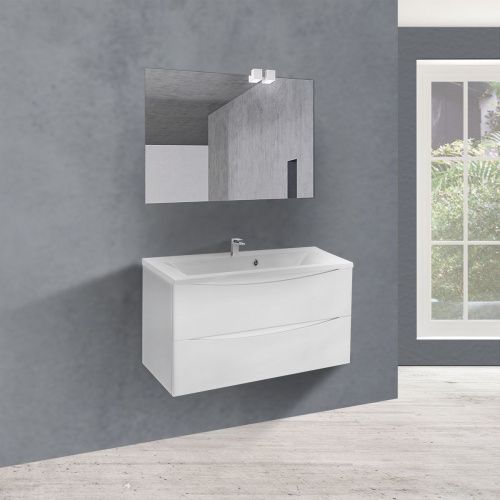 Тумба под раковину Vincea Mia VMC-2MA900GW 90х50 подвесная цвет белый/бежевый