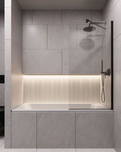 Душевая шторка на ванну Timo T24 70х140 стекло прозрачное профиль черный ориентация универсальная - фото 5