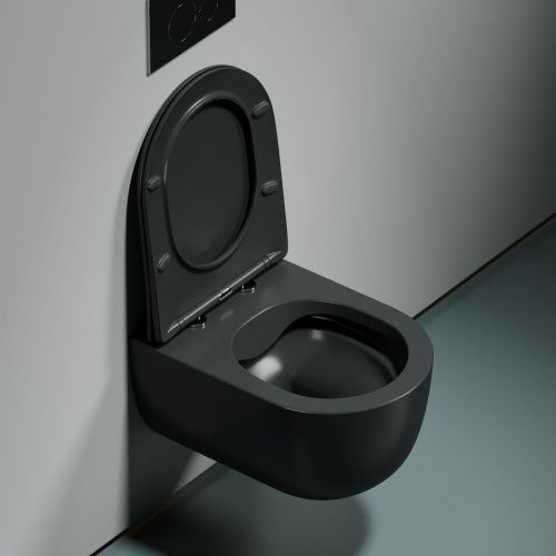 Унитаз подвесной Ceramica Nova MODENA CN6063MDH темно-серый с сиденьем микролифт безободковый душевой смыв - фото 2