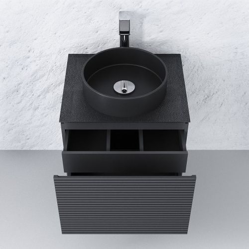 Тумба под раковину Jorno STONE Stn.01.60/P/A/JR 50х40 подвесная цвет черный - фото 3