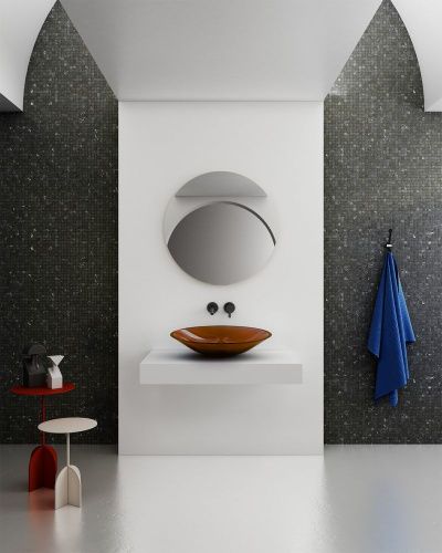 Раковина из полиэфирной смолы Abber KRISTALL AT2812Opal 50х40 накладная цвет коричневый без отверстий под смеситель - фото 2