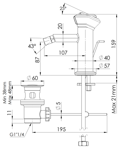Смеситель Remer Element ET20 на биде хром - фото 2