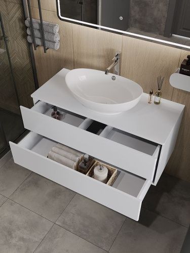 Тумба с раковиной Orange Otto Ot-100TuMDF+G56 100х50 подвесная цвет белый - фото 3