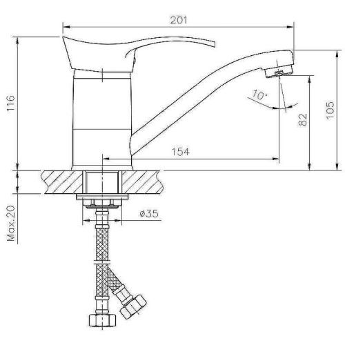 Смеситель Haiba HB01 HB4501-2 на раковину хром - фото 2