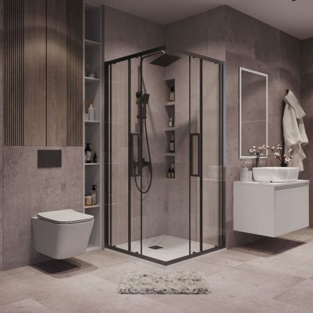 Душевой уголок Grossman Cosmo 300.K33.02.1010.42.00 100х100 стекло прозрачное профиль графит без поддона