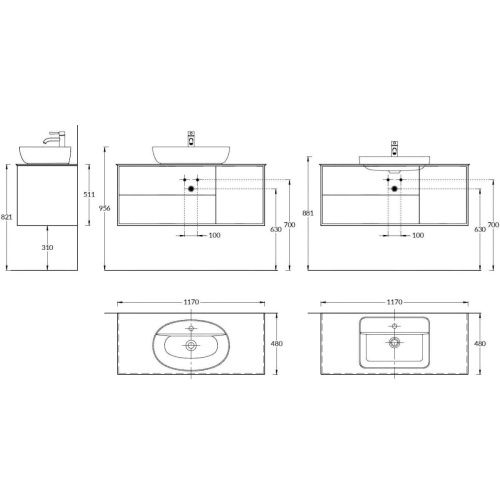 Тумба под раковину Kerama Marazzi PLAZA PLB.M.120.3\WHT.V 120х50 подвесная цвет белый - фото 2