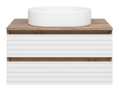 Тумба под раковину Brevita Dakota DAK-09080-19/01-2Я 80х50 подвесная цвет белый/коричневый - фото 2