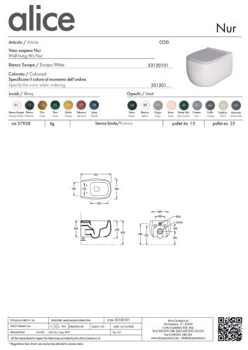 Чаша унитаза подвесная Alice Nur 33120101 цвет белый без сиденья безободковая - фото 4