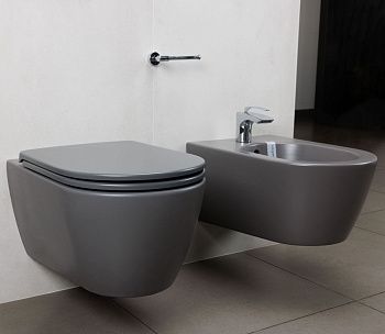 Чаша унитаза подвесная Hatria FUSION A0Y1CC08 цвет серый без сиденья безободковая душевой смыв