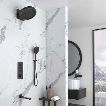 Душевая система Vincea VSFW-433TI3MB встраиваемая в стену цвет черный с термостатом