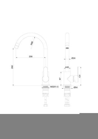 Смеситель для кухни Wonzon & Woghand WW-AE4554-BS на мойку никель