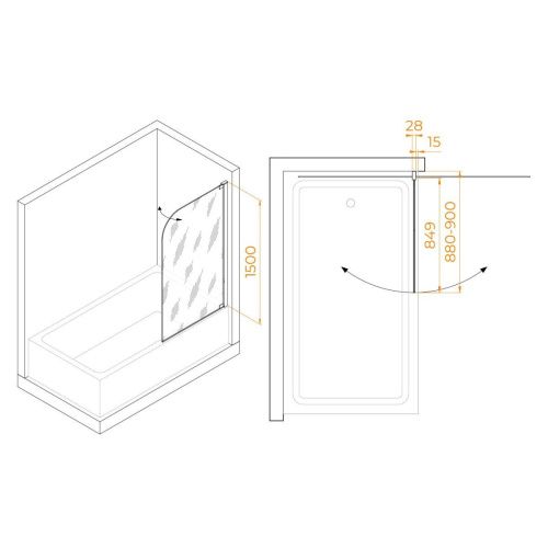 Душевая шторка на ванну RGW Screens 03110109-11 90х150 стекло прозрачное профиль хром ориентация универсальная - фото 2