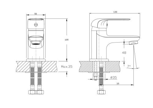 Смеситель Rush Fiji FI1835-11 на раковину хром - фото 2