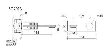 Смеситель для раковины Sancos Nexus SC9013GG встраиваемый в стену вороненая сталь
