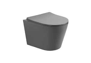 Унитаз подвесной Aquatek ВЕГА AQ1905-MG серый с сиденьем микролифт безободковый каскадный смыв