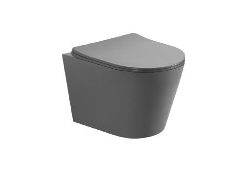 Унитаз подвесной Aquatek ВЕГА AQ1905-MG серый с сиденьем микролифт безободковый каскадный смыв