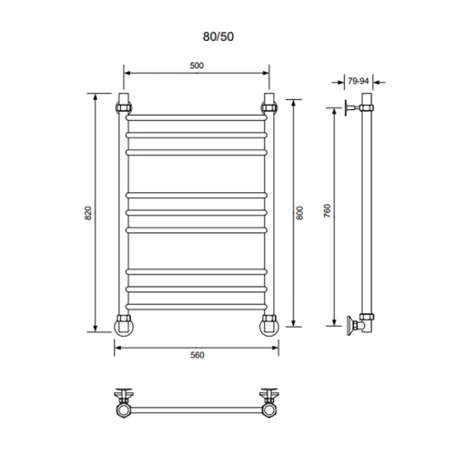 Полотенцесушитель водяной Veconi Voga V8050GR 50х80 серый - фото 3