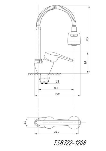 Смеситель для кухни TSARSBERG TSB-722-1208 на мойку хром - фото 2