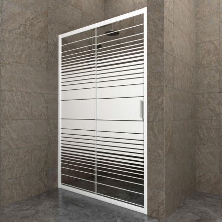 Душевая дверь Тритон Слайд Щ0000064612 100х185 стекло с рисунком профиль белый