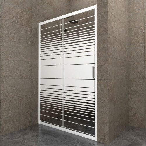 Душевая дверь Тритон Слайд Щ0000064613 120х185 стекло с рисунком профиль белый - фото 4