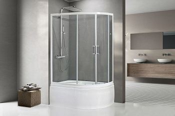Душевой уголок Royal Bath BK RB8120BK-T-L 120х80 стекло прозрачное профиль белый с поддоном