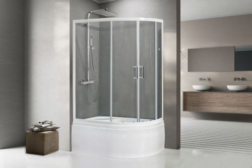 Душевой уголок Royal Bath BK RB8120BK-T-L 120х80 стекло прозрачное профиль белый с поддоном