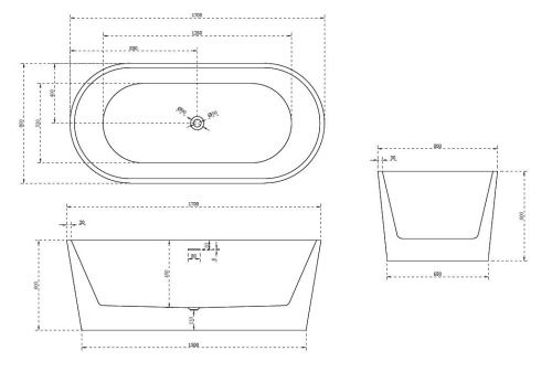 Ванна акриловая Abber AB9209 170х80 отдельностоящая овальная с каркасом - фото 5