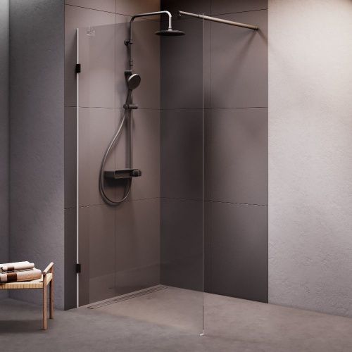 Душевая перегородка Am.Pm X-Joy W94WI-110-F1-BTE 110х195 стекло прозрачное профиль черный