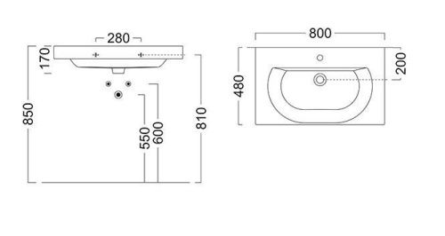 Раковина керамическая Kerama Marazzi BUNGIORNO BG.wb.80 80х50 подвесная цвет белый 1 отверстие под смеситель - фото 2
