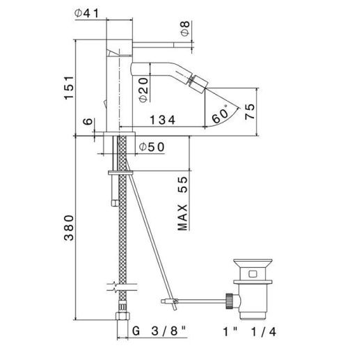 Смеситель Newform X-STEEL 316 69623X.59.064 на биде оружейная сталь - фото 2