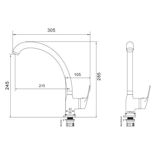 Смеситель для кухни WesnaArt Ocean OCE12-120 на мойку хром - фото 2