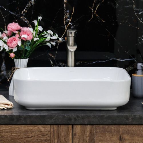 Раковина из сантехнического фарфора Melana 78109-805 50х40 накладная цвет белый без отверстий под смеситель - фото 4