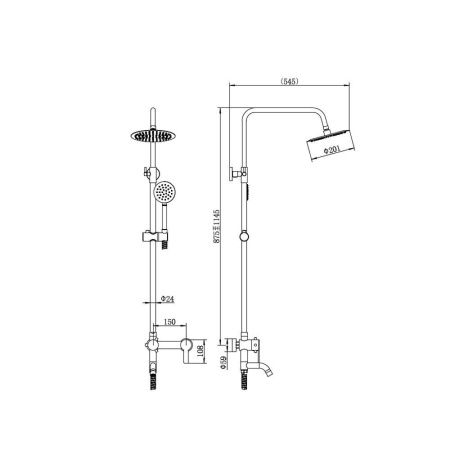 Душевая стойка Fashun A52422 настенная цвет серый