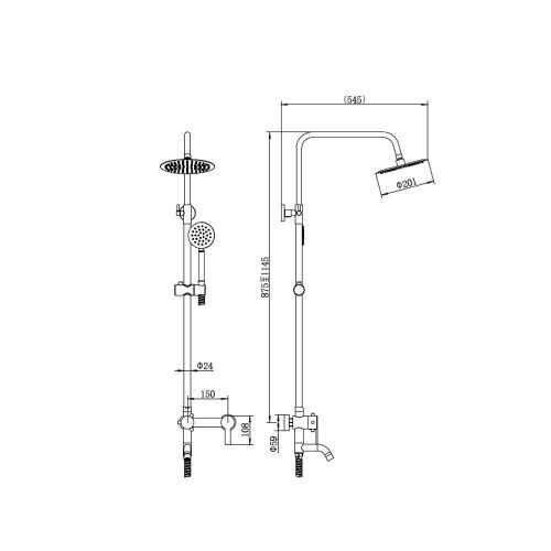 Душевая стойка Fashun A52422 настенная цвет серый - фото 3