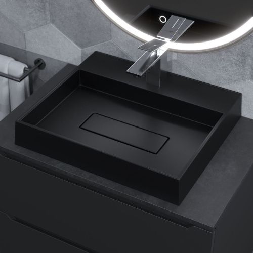 Раковина из искусственного камня Uperwood Tanos Quartz 2911030051 50х40 накладная цвет черный - фото 3