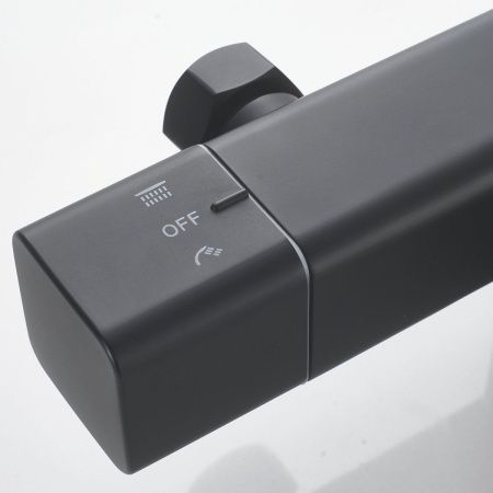 Душевая стойка Shevanik S3096H настенная цвет черный с термостатом