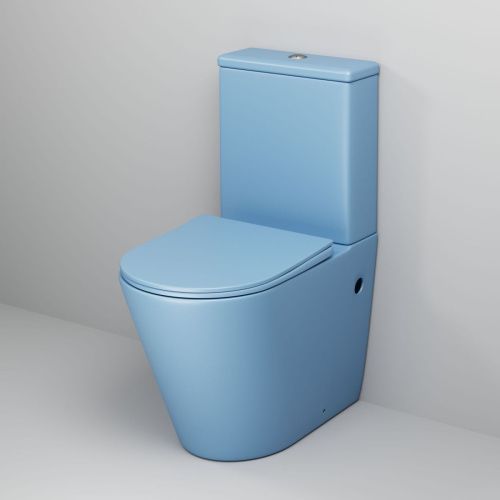 Унитаз напольный с бачком Grossman Color GR-4480BSMS голубой с сиденьем безободковый каскадный смыв - фото 2