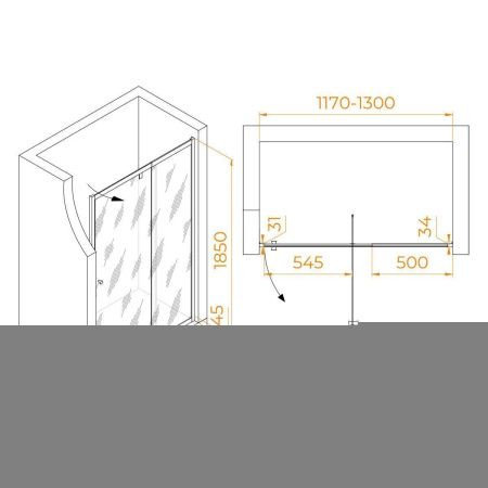 Душевая дверь RGW Passage 41080212-014 120х185 стекло прозрачное профиль черный