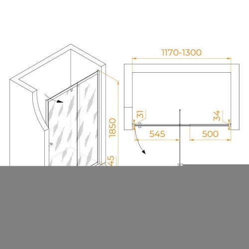 Душевая дверь RGW Passage 41080212-11 120х185 стекло прозрачное профиль хром - фото 2